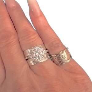 NEW Sterling Silver Dainty Puzzle Diamond Cut Ring Elegant Minimalist Style 925